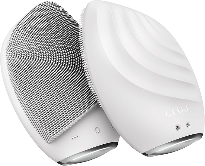 GESKE SmartAppGuided™ Sonic Facial Brush 5 in 1 | Vibrating Electric Facial Cleansing Brush | Soft Silicone Brush | Professional Facial Cleanser | Skin Cleanser & Exfoliator | Face Massager
