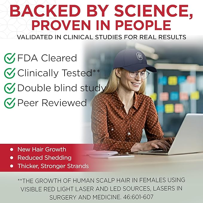 Red Light Therapy Hair Growth Cap – FDA Cleared Laser Treatment for Hair Regrowth and Reduced Shedding – LED & Laser Red Light Therapy Clinically Proven in Double-Blind Studies - Blue