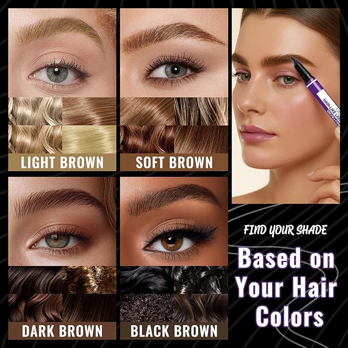 UCANBE Eyebrow Pen, Dual-Curved Eyebrow Pencils for Women, 2-in-1 Brow Pencil with 2-Fork-Tip & Precise Brush-Tip for Natural Hair-Like Brows, Waterproof Microblading Brow Pen Last 24Hrs(Soft Brown)