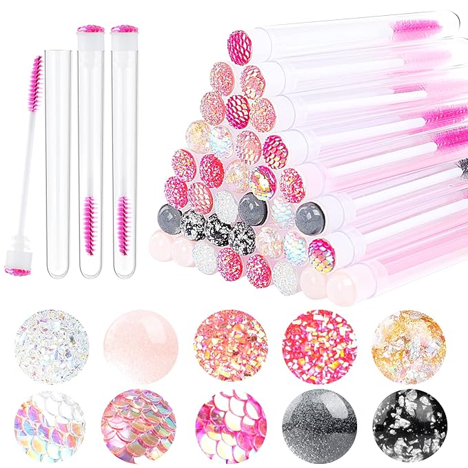 20 Pieces Eyelashes Brush Container Disposable Mascara Bruush Wand Case Lash Spoolies Tube Spoolie Holder Makeup Brush for Eyelash Extension Mix