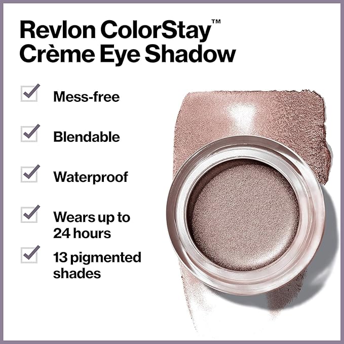Crème Eyeshadow by Revlon, ColorStay 24 Hour Eye Makeup, Highly Pigmented Cream Formula in Blendable Matte & Shimmer Finishes, 740 Black Currant, 0.16 Oz