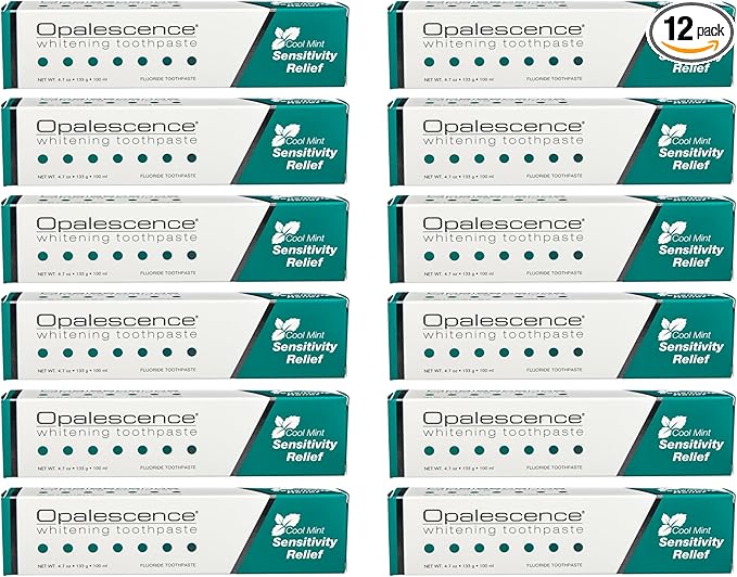 Opalescence Whitening Toothpaste for Sensitive Teeth (12 Pack) - Oral Care, Mint Flavor, Gluten Free - 5167-12