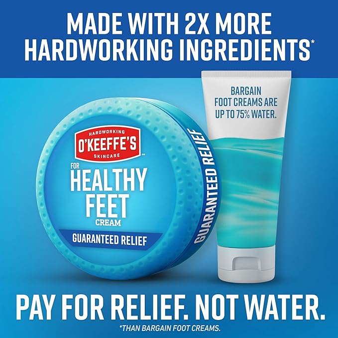 O'Keeffe's for Healthy Feet Foot Cream - 3.2 oz Jar (1 Pack) - Guaranteed Relief for Extremely Cracked, Dry Feet, Repairing Skincare, Instantly Boosts and Retains Moisture Levels