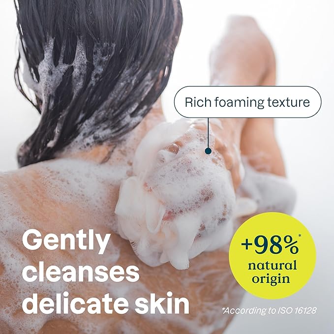 ATTITUDE Body Wash for Sensitive Skin with Oat, EWG Verified, Dermatologically Tested, Vegan, Extra Gentle, Unscented, 16 Fl Oz