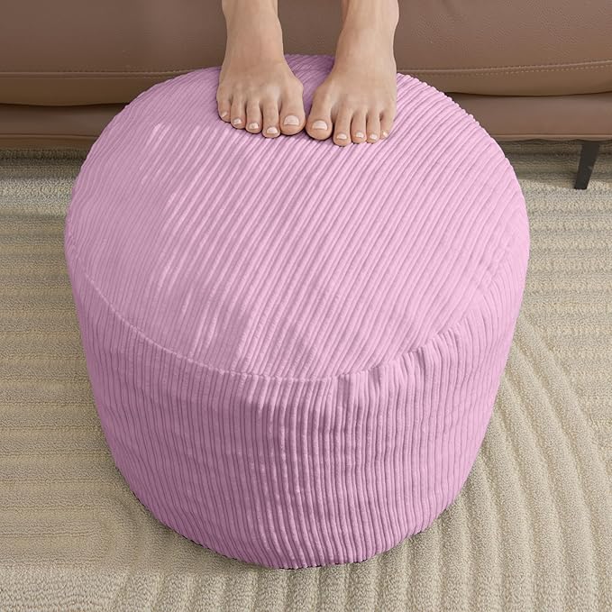 Pouf Ottoman Foot Stools Ottoman with Foam Small Corduroy Ottomans for Living Room Ottomans Pouf 20x15 Floor Poufs Foot Rest for Office Chair Pink Foot Stool Small