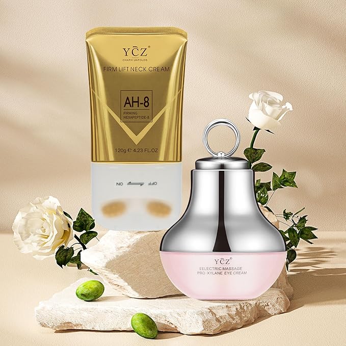 Ycz Neck-Eye Care Tightening & Revitalizing Set -Smooth of Fine Lines, Eye & Neck Treatment, Skin Moisturizer, Deep Moisturizing Skincare