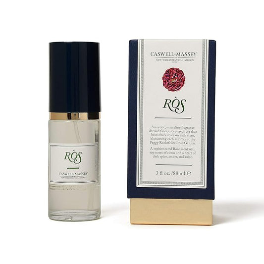 Caswell-Massey RÒS Eau de Parfum Floral Spicy Amber Cologne for Men Infused With Essential Oils, Made in USA, 3.0 Fluid Ounces