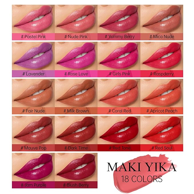 MAKI YIKA Moisture Burgundy Lipstick for Women Hydrate Lip Balm for Dry Cracked Lips Weightless Glossy Lip Color Juicy Finish,MA061 Red Tone