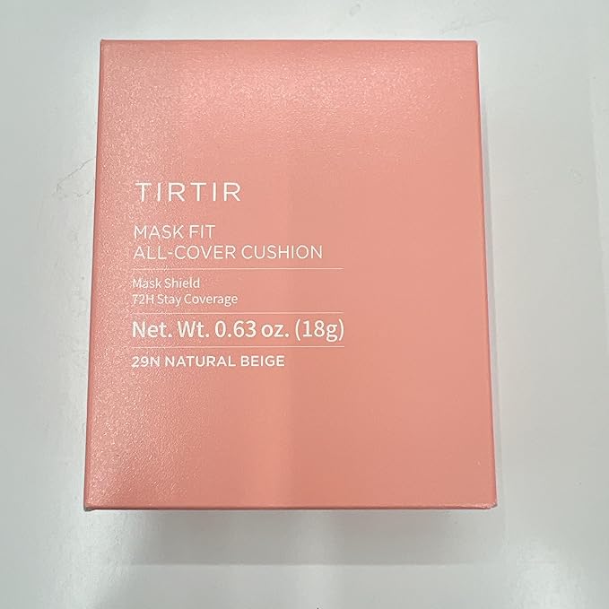 TIRTIR Mask Fit All Cover Pink Cushion Foundation | High coverage, Velvety Matte Finish, Lightweight, Flawless, Corrects Redness, Korean Cushion (#29N Natural Beige, Full Size, 0.63 Fl Oz)