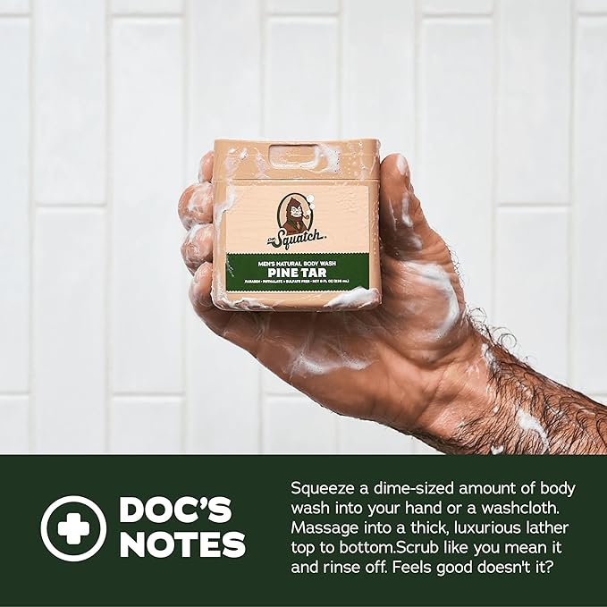 Dr. Squatch NEW Body Wash for Men with Nourishing, Natural Ingredients | No Paraben, Phthalate, Sulfate | All Day Moisturization | Fresh Falls, Coconut Castaway & Pine Tar (8 oz, 3-Pack)