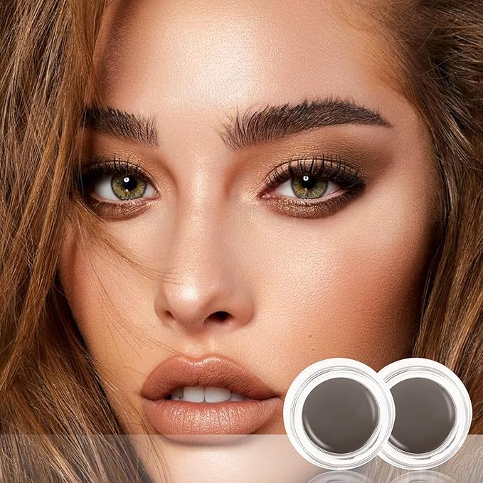 Boobeen 2 Pcs Eyebrow Pomade Cream, Waterproof Brow Pomade Gel High Pigmented Long-lasting for Natural Eyebrow Makeup, Suitable for Everyone