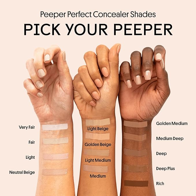 Winky Lux Peeper Perfect Under Eye Concealer, Makeup & Eye Brightener, Full Coverage Concealer for Dark Circles, Color Corrector & Eye Primer, With Collagen, Hyaluronic Acid & Vitamin E (Deep Plus)