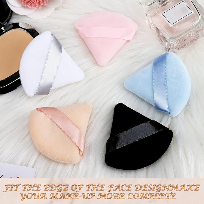 Suclain 48 Pcs Velour Triangle Powder Puff Soft Velour Makeup Puff for Face Powder Makeup Triangle Sponges for Wet and Dry Cosmetic Foundation Loose Mineral Body Tool(Bright Color)