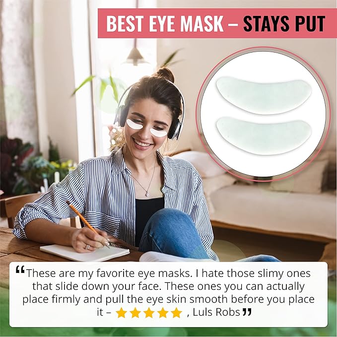 Eye Mask for Puffiness - Under Eye Patches for Dark Circles - Korean Under Eye Mask Patches for Puffy Eyes - Eye Gel Pads Depuffing Eye Brightener with Rose, Caffeine, Hydrogel & Collagen (10 Pairs)