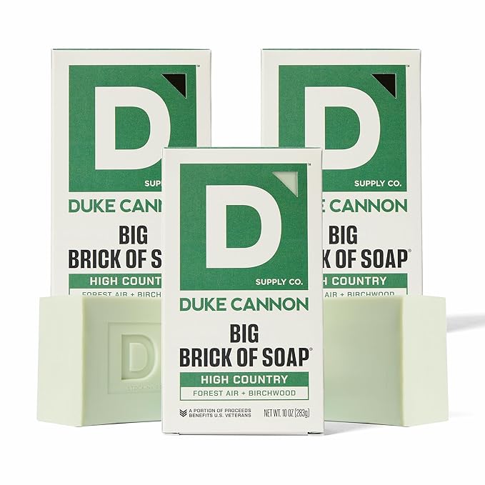 Duke Cannon Big Brick of Soap - High Country | 10 oz. Triple Milled Bar Soap | Birchwood & Tonka Scent | Supports U.S. Veterans, 3 Pack