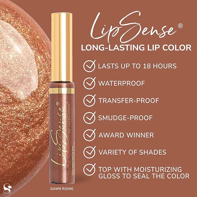 SeneGence LipSense Long-Lasting Liquid Lipstick – 18-Hour Wear, Waterproof, Transfer-Proof, Paraben-Free, Vegan, Cruelty-Free Lip Color in Multiple Shades