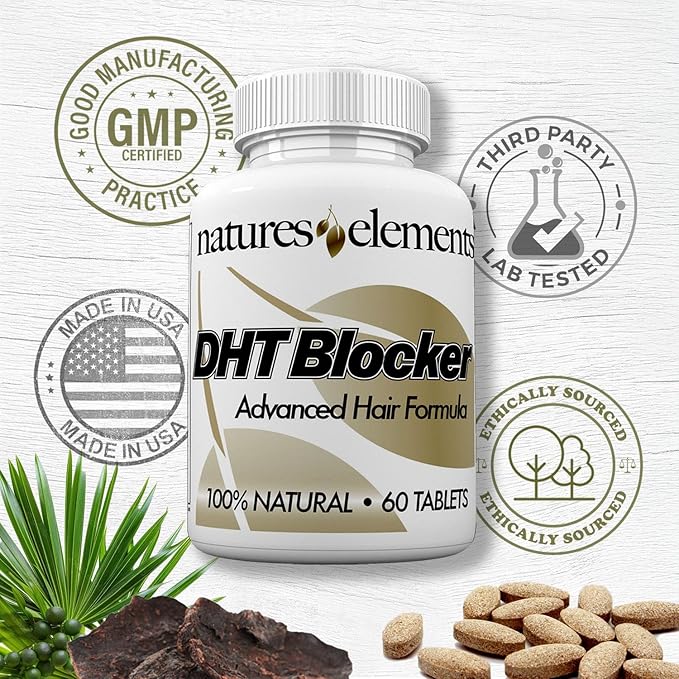 Natures Elements DHT Blocker – Herbal Formula with Saw Palmetto, Fo-Ti & Beta-Sitosterol – Supports Hair Regrowth & Gray Hair Reversal – 60 Tablets – Non-GMO, Vegetarian