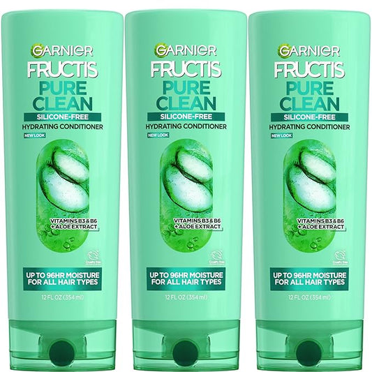Garnier Fructis Pure Clean Hydrating Conditioner, 12 Fl Oz, 3 Count (Packaging May Vary)