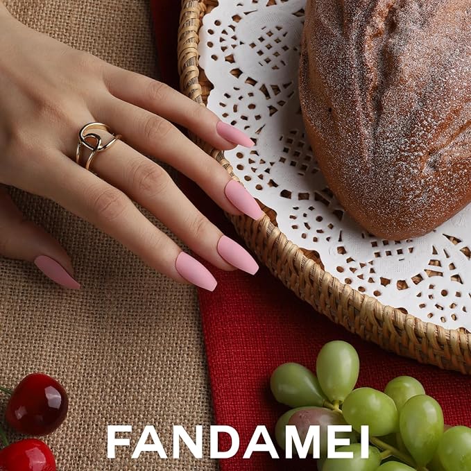 FANDAMEI Press on Nails, 12 Packs 288PCS Matte Press on Nails Medium Length, Short Fake Nails Full Cover, Ballerina Coffin with 7g Nail Tips Glue