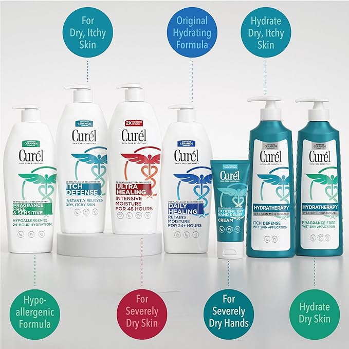 Curel Extreme Dry Hand Relief, Dermatologist Recommended, Long-Lasting Cream For Dry Hands, Paraben Free, Fragrance-Free Hand Lotion, 3 Oz, Pack of 3