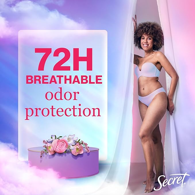 Secret Fresh Antiperspirant Deodorant for Women, 72hr Breathable Sweat & Odor Protection, Instant Freshness & Gentle, PH Balancing Minerals, Invisible Solid, Delicate Rose Scent, 2.6 oz (Pack of 3)