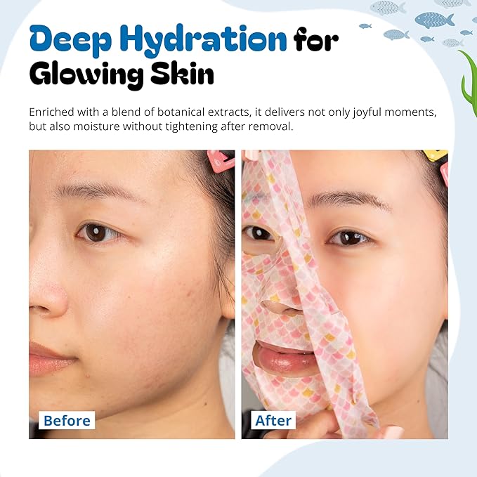 Epielle Character Face Mask Wave & Wild 6 Pack, Fun & Effective Korean Skin Care, Spa Party Favors, Stocking Stuffers, Birthday Gifts for Women, Thanksgiving Essentials