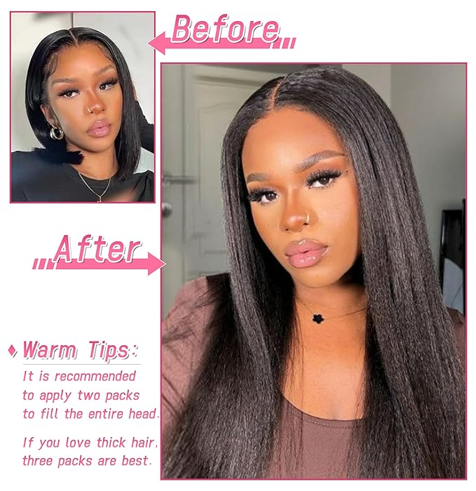 Essent Seamless Light Yaki Straight Clip in Hair Extensions Seamless Real Human Hair, 22 Inch 1Pack 130g 7Pcs Human Hair Extensions for Women Natural Black