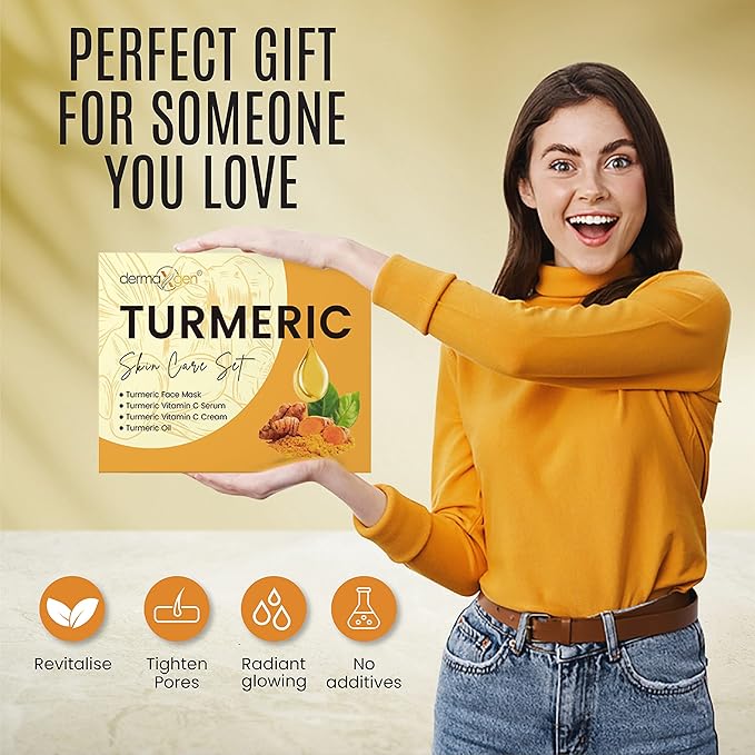 Glow Boosting Moisturizer- Anti-Aging, Reduce Acne, Dark Spot Remover, Hydrates & Controlling Oil & Refining Pores Turmeric Mask - Set of 4 (Turmeric Complete Set)
