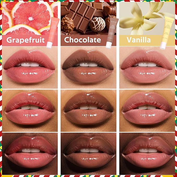 KIMUSE 3 Pack Tinted Lip Butter Hydration Balm, Hydrating Lip Treatment with Hyaluronic Acid & Vitamin E, Tinted Lip Balm for Instant Moisture, Shine & Hydration, Supple Lips, Vegan & Cruelty-Free