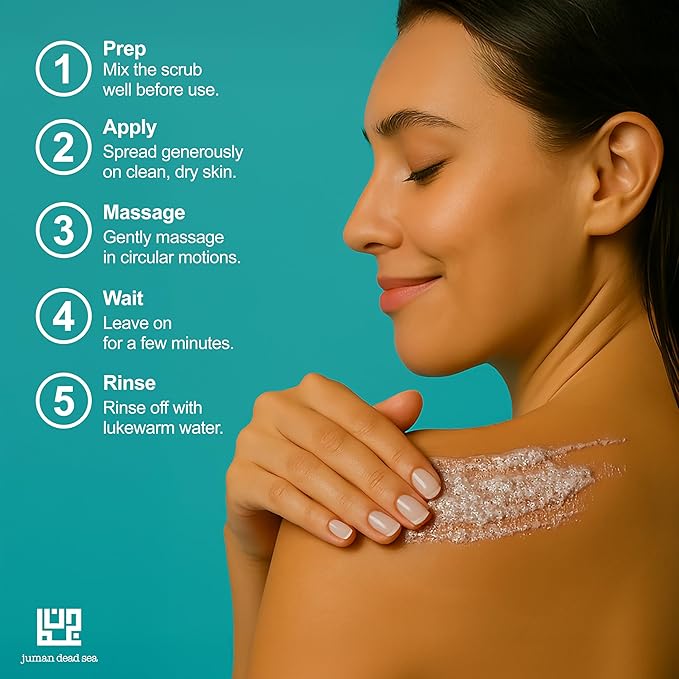 Juman Dead Sea Minerals Premium Coconut Milk Body Scrub | Infused with Essential Oil & Nutrients | Coconut Mineral Salt Scrub | Great for Dry Skin | SlS & Paraben Free | Vegan | 11.46 Oz