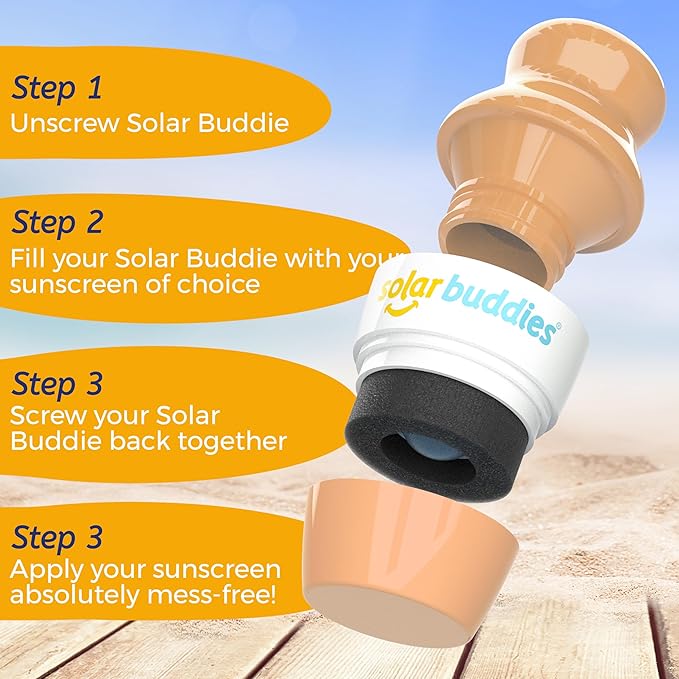 Solar Buddies Sunscreen Applicator - Single Nude - Refillable Roll on Sponge Sunscreen, Suncream & Lotion Applicator For Kids, Adults & Families - Holds 3.4fl oz, Perfect Size for Travel