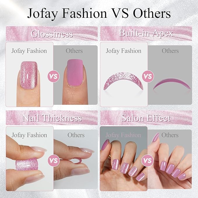 Press on Nails Short 5 Styles, Jofay Fashion 160Pcs Summer Cat Eye Press on Nails for Women, Reusable Opaque Gel Fake Nails, Square Glue On Nails in 16 Sizes, Blooming Flowers