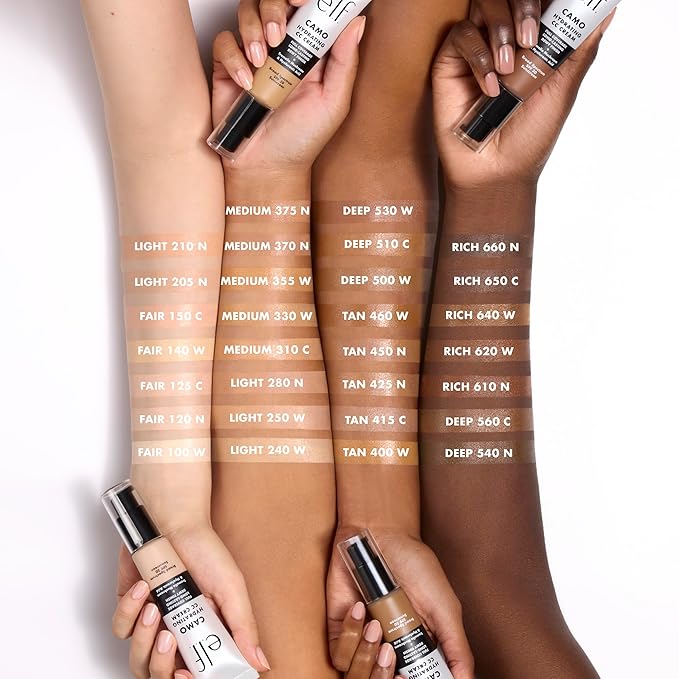e.l.f. Hydrating Camo CC Cream, SPF 30, Color Correcting Full Coverage Foundation For A Dewy Finish, Vegan & Cruelty-Free, Rich 610 N (Pack of 2)