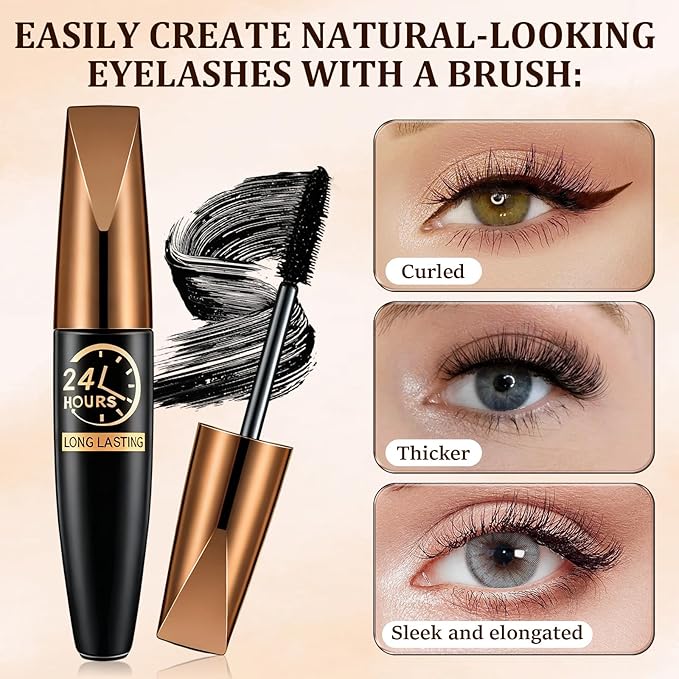 2PCS 4D Silk Fiber Lash Mascara, 2026 New Black Fibre Mascaras,Waterproof Smudge Proof, Lengthening and Thick, Long Lasting, All Day Exquisitely Full