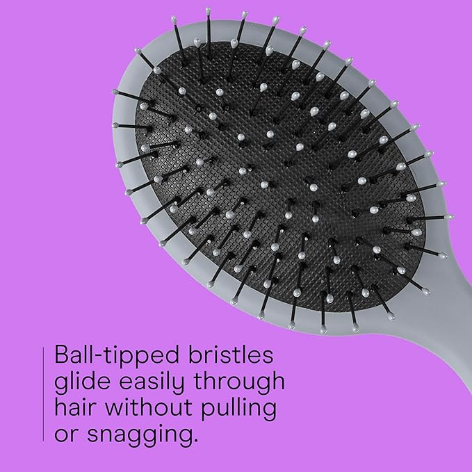 Conair Detangling Mini Hair Brush Set, 3-Pack Detangler Brushes for Wet or Dry Hair, Gentle Detangler for All Hair Types, Bristle Hair Brushes for Women, Travel Size, Pink, Gray, and Blue