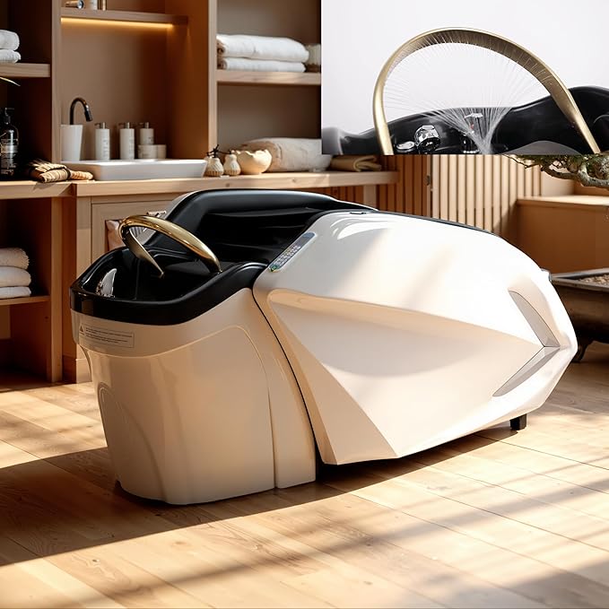 TATARTIST Shampoo Bed Head Spa Bed Full Body Electric Massage Table Armrest Leg Airbag Automatic Massage Hair Spa Equipment with Fumigation Function and 78 outlets Water Circulator (Black)