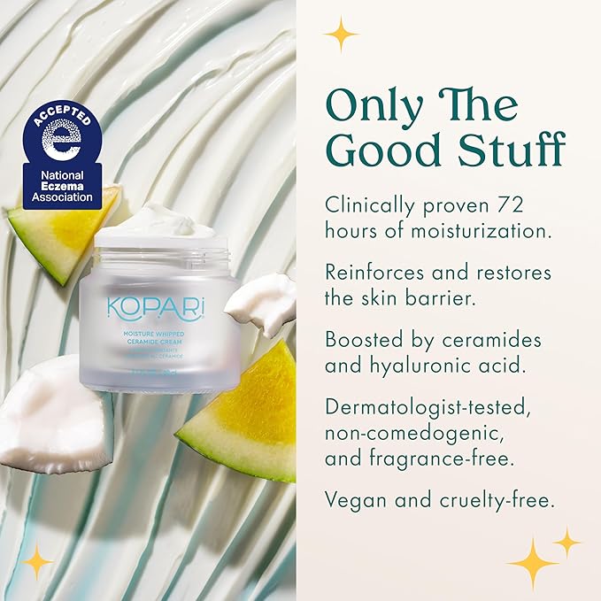 Kopari Moisture Whipped Ceramide Cream | Hydrate and Restore | Vegan Ceramides and Moisture-Retaining Hyaluronic Acid | 2.1 oz