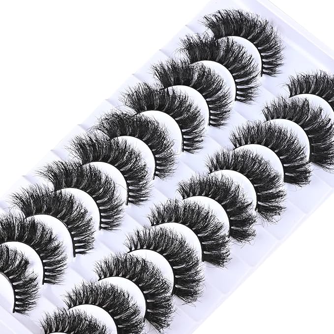 FARRED Short Lashes Fluffy Wispy Eyelashes Natural Mink Curly Lash that Looks Like Extensions 16mm Dramatic Russian Cat Eye Lashes Pack Small Curled Pestañas