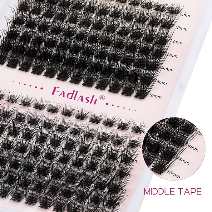 Lash Clusters DIY Eyelash Extensions 168 Clusters Lashes D Curl 0.07 Natural Individual Lash Extensions Mixed Tray False Eyelashes Soft & Strong Thin Band DIY at Home (F22+F23-0.07D, 8-16mm)
