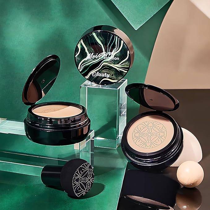 Moisture Cushion CC Cream Foundation for Mature Skin - Flawless Concealer BB Cream with Mushroom Head, Long-Lasting Waterproof Air Cushion CC, Natural honey and pine Makeup cream, Even Skin Tone（02#）