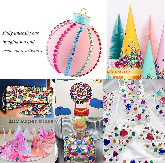 10 Sheets Face Gems Jewels for Makeup Heart Rhinestones Stickers Self Adhesive Assorted Shapes Rhinestones for Christmas Crafts, Eye Body Gems Nail Art Festival Party Rave Accessories for Women