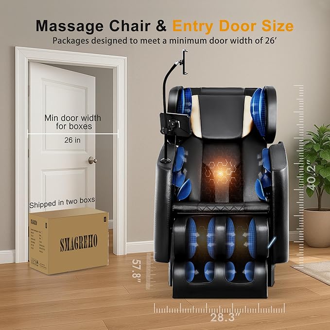Massage chair full body, Zero Gravity Massage Chair with 10 Fixed Rollers, Shiatsu Massage Recliner Chair 2025, 6 Auto Mode, Airbags, Heating, Touch Screen Controller, Pain Relief Deep Tissue
