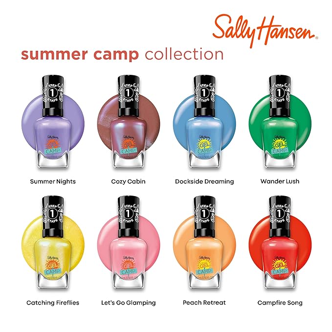 Sally Hansen Miracle Gel™, Summer Camp Dockside Dreaming, Long Lasting, Gel-Like Formula, No UV Lamp Needed, Blue Nail Polish