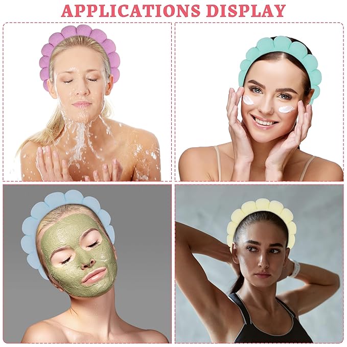 10 Pcs Spa Headband Bulk for Women Makeup Sponge Headband Puffy Hair Band for Washing Face Women Girls (Terry Cloth)