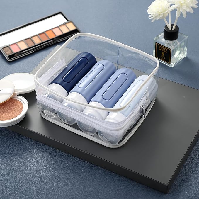 16 Pack Travel Bottles for Toiletries, Leakproof Travel Containers for Toiletries, TSA Approved Silicone Travel Accessories Squeezable Refillable 3oz for Shampoo Conditioner Lotion