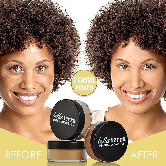 BellaTerra Cosmetics Mineral Powder Foundation – Maple | Deep Warm Undertone | Buildable Matte Mineral Formula for Smooth, Balanced, Long-Lasting Coverage 9g