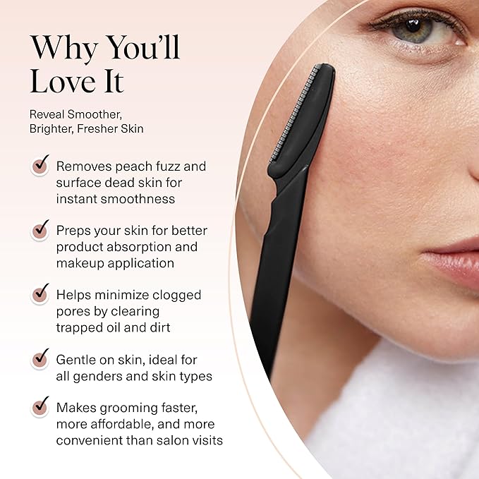 Kitsch Dermaplane Razor for Women Face - Face Razors for Women and Men - Eyebrow Trimmer, Shaver, Recycled Plastic Dermaplaning and Skin Care Tool - Black, 12 pcs