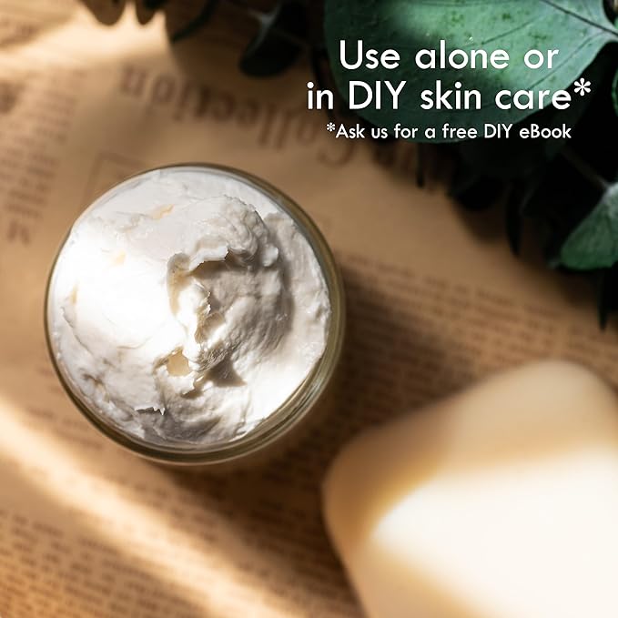 Refined Shea Butter Unscented - 100% Pure African Shea Butter for Hair & Dry Skin - Soap Base - Face & Body Moisturizer, for DIY Whipped Body Butter & Lip Balm 8 oz Jar