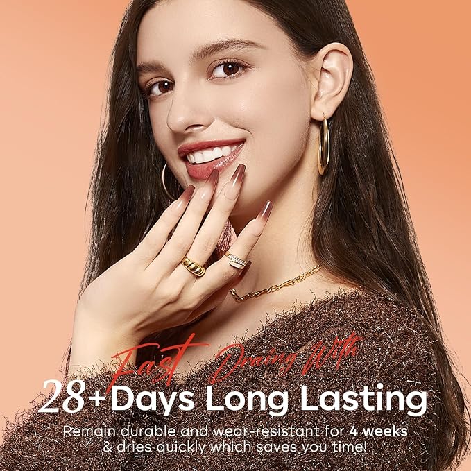 modelones Gel Nail Polish Set, 6 Fall Colors White Nude Brown Orange Jelly Gel Polish Tortoise Burgundy Wine Red Neutral Translucent Nail Art Gel Soak Off LED Lamp Manicure Salon DIY Girl Women Gift