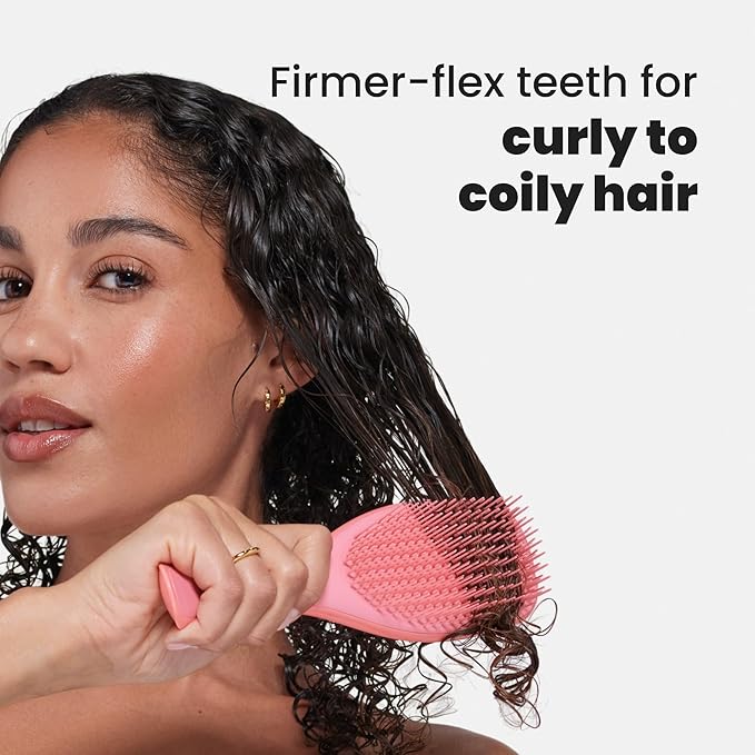 Tangle Teezer Ultimate Detangler Curly Hair Brush, Dry & Wet Hairbrush, Reduces Frizz & Breakage, for 3C to 4C Curly Hair Types, Coral Pink